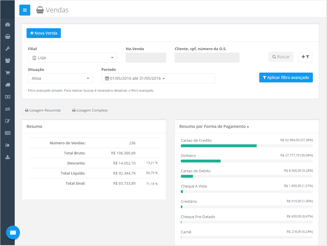 Registre de forma simples e rápida as vendas da sua Ótica.