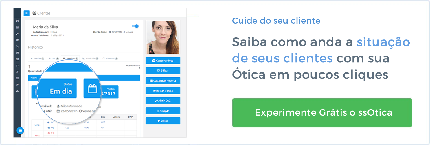 Cadastro de clientes para Óticas
