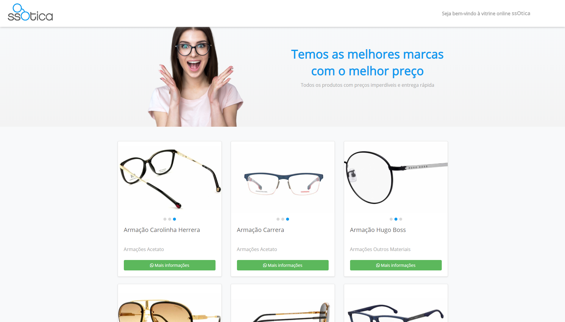 Modelo vitrine online ssOtica